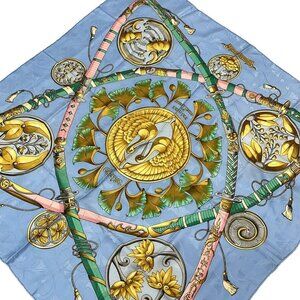 HERMES Carre 90 - Light Blue Gold Multi Scarf